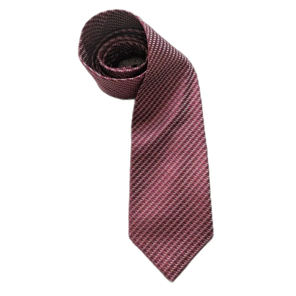 Nautica 100% Silk Burgandy Red Diagonal Stripe Print Tie